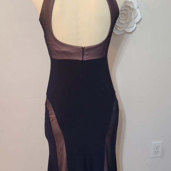 Morgan & Co. Junior Illusion Halter Neck Gown Navy color Size 3/4 - Picture 6 of 12
